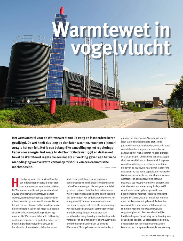 ?Warmte ? wet, regelgeving en toelichting? verschijnt deze maand