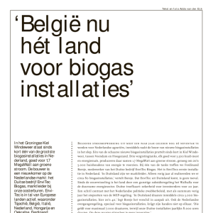 België nu hét land voor biogasinstallaties