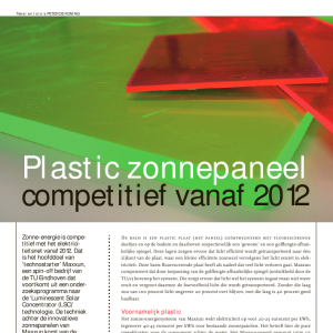 Plastic zonnepaneel competitief vanaf 2012